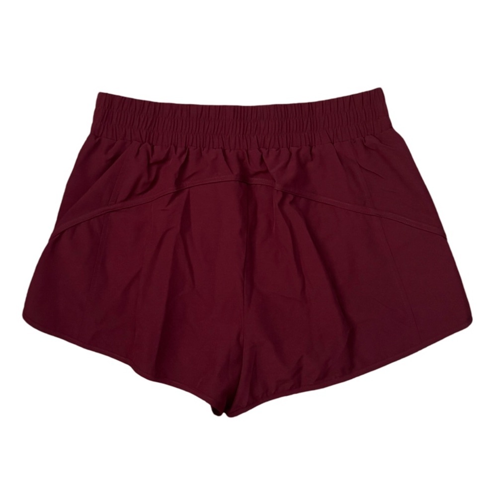 CUEPLY • Running Shorts Pickleball Athletic Gym Workout Burgundy Zipper Pocket - Picture 7 of 10